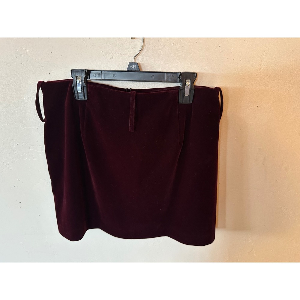 Commense Burgundy Velvet Two Piece Skirt Set Cropped Jacket Mini Skirt Small NWT - Picture 13 of 16